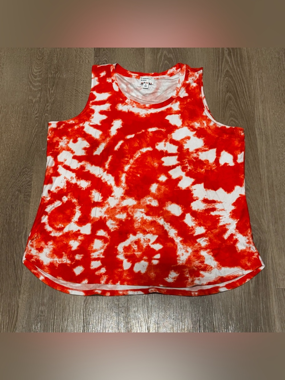 liberty Red and White Tie-Dye Sleeveless Tank Top